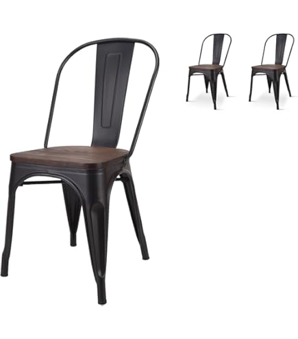Set De 4 Sillas De Metal Gris Plata Y Asiento De Madera Clara Estilo Industrial 62151321