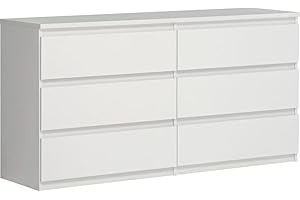 Forte Chelsea 150 160 - Cómoda Moderna con 6 cajones, Color Blanco, 154 x 79,9 x 42,2 cm