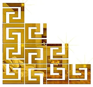 Wall1ders 1Store - Geometric Waist Golden (Pack of 10) 3D Mirror Stickers, 3D Acrylic Stickers, 3D Mirror Wall Stickers for Living Room, Hall, Bed Room & Home.