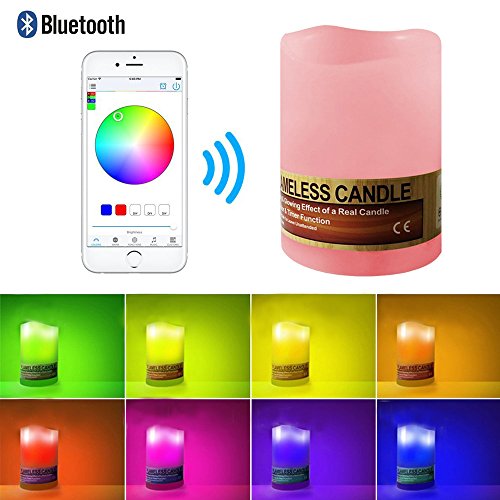 Preisvergleich Produktbild Bluetooth LED Kerzen, Flammenlose Dimmbar Bunt Farbwechsel LED Kerzenlicht, Teelichter Weihnachtskerzen Deko für Geburtstag Hochzeit Weihnachten Party - Smartphone gesteuert, batteriebetrieben