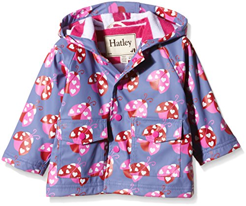 Hatley Baby Girls 0-24m Lady Bug Garden Raincoat, Multicoloured (Purple), 6-12 Months
