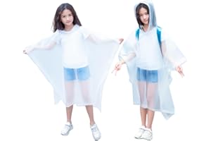 flintronic Imperméables pour Enfants, Poncho Pluie Enfant, Réutilisable EVA Imperméable, Manteau de Pluie à Capuche pour Garçons Filles, Poncho de pluie Vélo Randonnée Voyage