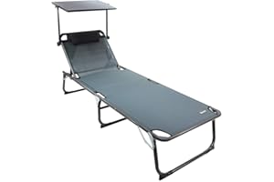 Homecall - Tumbona plegable XXL con parasol, Antracita