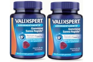 Valdispert Gommose Sonno rapido - Integratore per l'addormentamento con Melatonina e Vitamina B6, senza coloranti e aromi artificiali - 120 pastiglie gommose al gusto Fragola