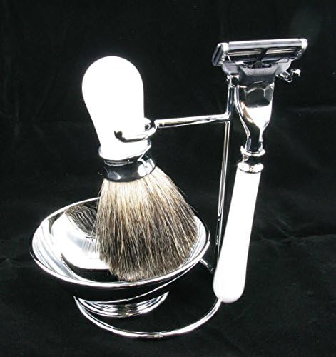 Artamis Mach 3 Badger Brush Razor & Bowl - White SHV04