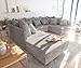 Produktbild Sofa Clovis erweiterbares Modulsofa Eckcouch Wohnlandschaft (Sofa mit Hocker, Grau)
