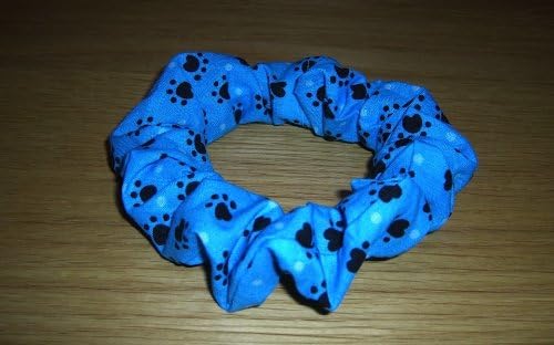 Blue Paw Print Dog Scrunchie slip over collar bandana (L)
