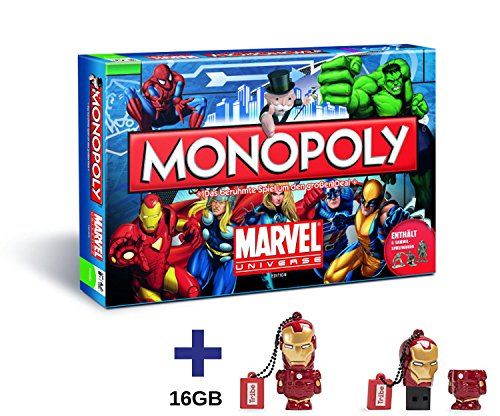 Preisvergleich Produktbild Monopoly Marvel Universe - Brettspiel / Spiel / Gesellschaftsspiel / Deutsch (mit Ironman USB Stick (16GB))