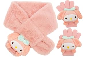 FISAPBXC Me-lody Schal Handschuh Set für Kinder, Me-lody Süßes Winter Handschuhe Schal Set Herbst und Winter Thermo Schal Handschuhe Kinder Outdoor warme Schal Handschuhe für 2-6 Jahre alt Kinder