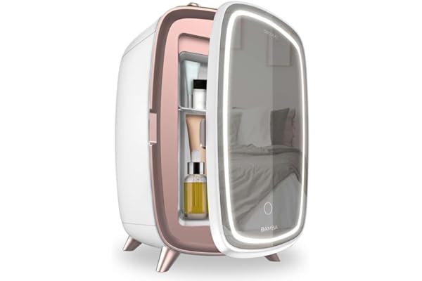 Cecotec Nevera Pequeña de Cosméticos 6L Bamba CoolingBeauty 6000 Mirror. Mini Frigorífico con Puerta con Espejo Exterior, Luz LED con 3 Intensidades, Enfriamiento hasta 10ºC