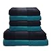 Produktbild Liness 6 tlg Handtücher Set türkis schwarz 4 Handtücher 50x100 cm 2 Duschtücher Badetücher 70x140 Handtuch Badetuch Duschtuch 100% Baumwolle Frottier Handtuch Set türkis schwarz anthrazit