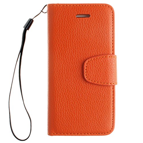 adorehouse iPhone Se 5SE 5 5S Coque, Anti-Choc Étui Portefeuille Housse Intégrée Wallet Case Accessoire Arrière Béquille Support Flip Cover pour iPhone Se 5SE 5 5S (Orange)