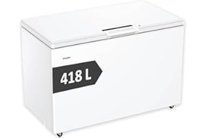 Haier Gefriertruhe CHEST SERIE 3 HCE420D I 418 L Tiefkühltruhe mit Innenbeleuchtung, Schnell-Gefrierfunktion & Low Frost I Freezer Kühltruhe inkl. 3 Metallkörben I Energieklasse D