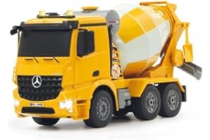 JAMARA 404930 - Betonmischer Mercedes Arocs 1:20 2,4GHz - rechts/links drehende Mischtrommel mit Entladefunktion, realistischer Motorsound, Hupe, Rückfahrwarnsound, 4 Radantrieb, gelbe LED Signallichter