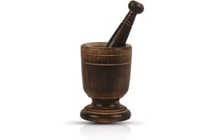 THE GREAT INDIAN BAZAAR Handgefertigtes Holzmörser und Stößel Set mit natürlichem rustikalem Stil Kräutermühle Masala Mixer Manuelle Kharal Mashing Bowl Seasonings Pillenzerkleinerer Küchenutensilien Einweihungsgeschenk