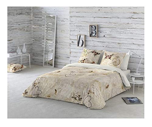 COTTON ART- Funda Nórdica DOS GARDENIAS R2 Cama de 90 (150X260cm)+ 1 FUNDA DE ALMOHADA (45X110cm). ALGODÓN 100%.