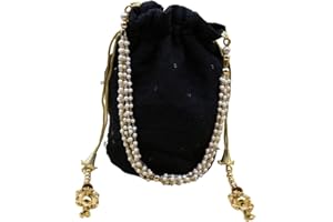 ELEVANTY Bombonera Hindú de mano, Bolso de mano elegante, casual y fiesta. Bolso con bordado, lentejuelas y cordones dorados.