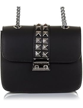 FIRENZE ARTEGIANI Ledertasche Henkeltaschen MADE IN ITALY. AUTHENTISCHE ITALIENISCHE HAUT 18x16x7 cm. Farbe: Schwarz