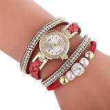 VJGOAL Damen Uhren, Mode Armbanduhr Frauen Mädchen Mode Trend Süß Strass Quarzuhr Kreis Watch