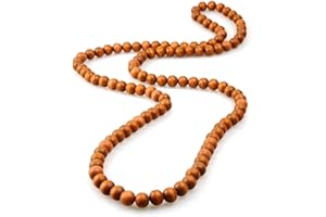 COLORFUL BLING Ethnic Natural Wood Beads Necklace for Men Women Africa Wooden Chain Chunky Strand Necklace Statement Hip Hop Jewelry