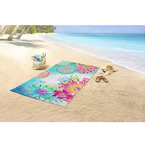 HIP Strandtuch Strandlaken Duschtuch Baumwolle blau bunt 100 x 180 cm - 2