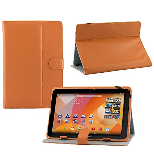 iProtect Kunstleder Tasche für MEDION LIFETAB Schutz Hülle Case mit Stylus PEN für S10334 MD98811 10,1 Zoll braun