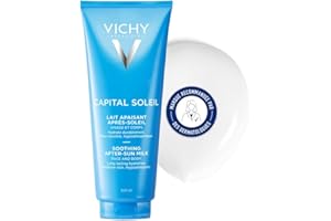 Vichy, Capital Soleil, Lait Apaisant Après-Soleil, Visage et Corps, Résiste à l'Eau, Enrichi en Acide Hyaluronique pour Apaiser et Rafraîchir, Tous Types de Peaux, 300 ml