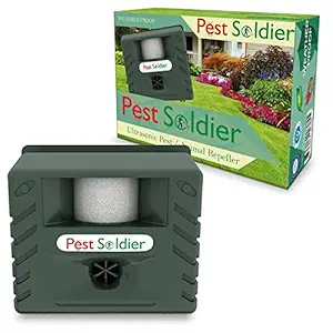 6-in-1 Pest Soldier Sentinel, Outdoor Electronic Pest Animal Ultrasonic Repeller, with Ac Adaptor For Deer Raccoon Rabbits Birds