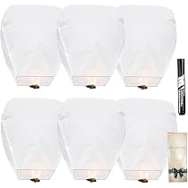 Lot De 6 Lanternes Volantes Chinoises En Forme De Cœur – Rouge, Biodégradables, Idéales Mariage & Anniversaire