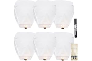 SJOAUET 6 Pack Chinese Sky Lanterns, Latest Portable packaging, Biodegradable Eco-Friendly Chinese Paper Lanterns to Release in memory Wish for New Year, Weekends, Holidays and Festivals