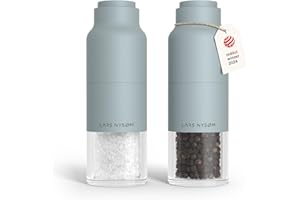 LARS NYSØM Juego de Molinillo de Sal y Pimienta de Acero Inoxidable con Molinillo Ajustable I Diseño de Botella Juego de Molinera de Especias Manual (Sky Blue)