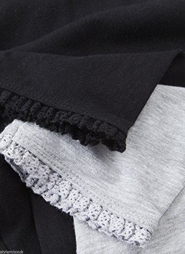 STYLE MIXX Baby Girls Infant Toddler 2 Pack Soft Leggings Jeggings Trouser Pants With Frill (3-6 MONTHS, BLACK/GREY)