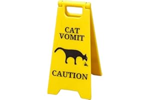 HEMOUSY Cat Vomit Sign, Dog Vomit Sign, Funny Cat/Dog Warning Sign, Cat Vomit Caution Sign, Cat Vomiting Sign, Novelty Warning Sign Decoration for Cat Dog Lovers(cat)
