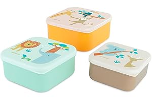 Miniland - Set de 3 Fiambreras Infantiles con diferentes tamaños (Jungle). Incluye tuppers de 230ml + 350ml + 540ml. Apto para lavavajillas. Recipiente Comida Bebe. Termo solidos bebe