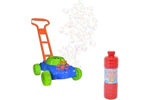 DRULINE Seifenblasen Rasenmäher Gartenspielzeug Für Kinder Mit GRATIS 1 ltr Bubble Machine Seifenlösung Enthalten | Geschenkidee Für Kinder Ab 4 Jahren | Gartengeräte Und Zubehör | Spielzeug