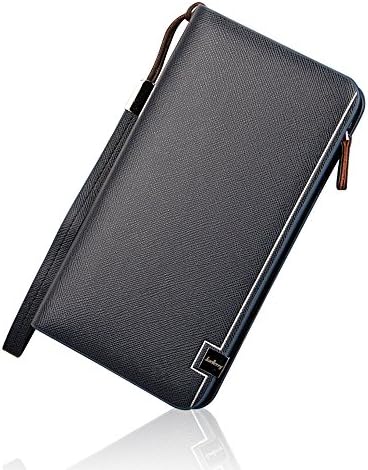 iVotre Wallet for Men, Large Capacity, Multi-Card Slots, Zipper Section for Bills, iPhone, Money, with Wrist Strap for Hands Free, Clutch for Men Travel - Blue2