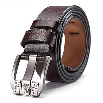 Jeep king Tekon New Business Men Split Ceinture en Cuir Ceinture 1,5" Cuir de Vachette Style Classique Bracelet Taille Avec Boucle de Ceinture en Alliage de Broche 41" - 49" Free Trim Full Size (105cm)