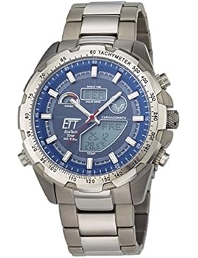 Eco Tech Time Solar Drive Funk Explorer Titan Herrenuhr EGT-11270-31M Wolrd Timer Temperaturanzeige, Titan Armbanduhr