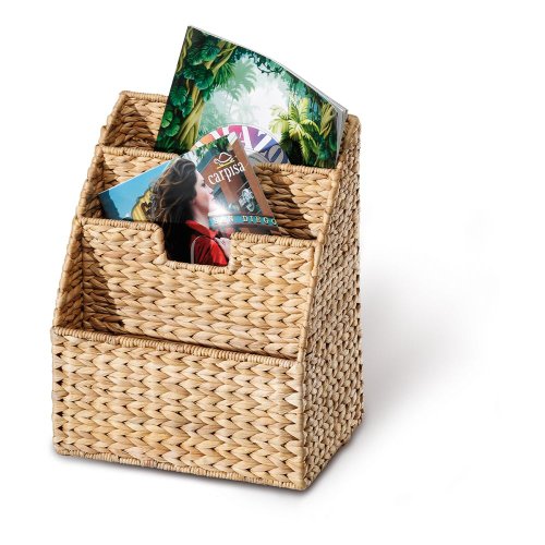 Zeitungsständer rechteckig/hochkant, hellbraun, T 21cm x B 30cm x H 14cm / 34cm