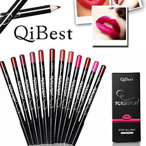 Oyedens 12pcs/Set Qibest Waterproof Lip Liner Pencil Long Lasting Lipliner Makeup Tools