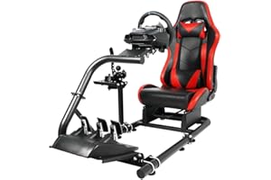 Minneer Racing Simulator Cockpit Universal Steering Wheel Stand with Seat suitable for Logitech G25 G27 G29 G920 G923 Thrustmaster T300 Fanatec Wheel, Racing wheel, Steering wheel, Pedal not Include