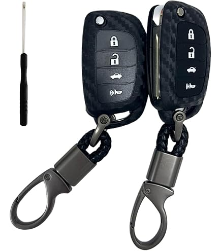 TANGSEN Key Fob Case For Hyundai & Kia – Carbon Fiber Style, Double-Layer Protection, 4-Button Remote Cover - View #2