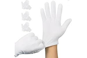 YFELOMATRIC 3 pares de guantes de algodón Guantes hidratantes blancos,Guantes de algodón blanco para manos secas,Hidratación, Eczema cosmético, Guantes de tela elástica para manos secas,L