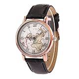 Mode Retro Damenuhren Herrenuhren Mädchenuhren Jungenuhren - Leder Armband Weltkarte Römische Ziffern-Skala Dial Armbanduhren für Unisex Kinder, Schwarz
