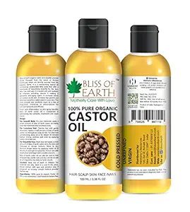 Bliss of Earth? USDA Organic Castor Oil For Skin, Hair & Thicker Eyelashes, Cold Pressed & Hexane Free