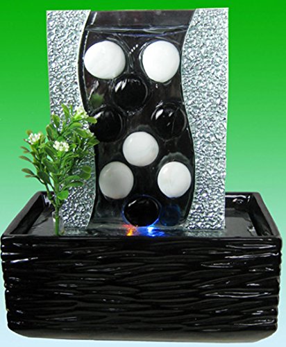 Feng Shui Keramik - Glas Zimmerbrunnen mit LED Beleuchtung 39509