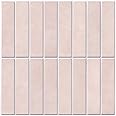 Commomy 10 Pcs Pink 3D Peel and Stick on Wall Tiles,11'8 x 11'8 Matte UrltraLight PVC Vertical Self Adhesive Stick on Tiles for Kitchen Backsplash, Bathroom, Living Room, Bedroom, RV