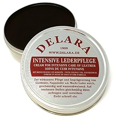 DELARA Entretien intensif du cuir, couleur: Noir, 75 ml - Imprègne et protège le cuir très efficacement, nouvelle formule à base d'huile de coco et cire d'abeille de haute qualité