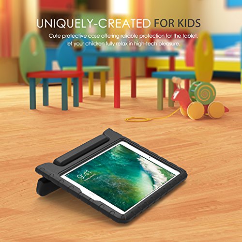 MoKo Hülle für Neu iPad 9.7 Zoll 2017 – Superleicht EVA Stoßfest Kinderfreundlich Kinder Schutzhülle mit umwandelbarer Handgriff Handle und Standfunktion für Apple New iPad 2017 9.7 Zoll / iPad Air / iPad Air 2 Tablet, Schwarz - 2