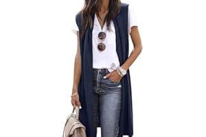 Dresswel Womens Sleeveless Cardigan Ladies Draped Open Front Long Waistcoat Jacket Blazer Vest Coat